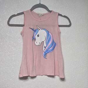 Btween Girls Light Pink Semi Sheer Lightweight Flowey Unicorn Tank Top Size 7